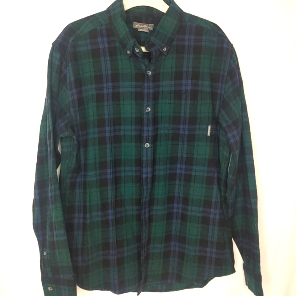Eddie Bauer Women's Button-Up Flannel Plaid Comfort Shirt Sz‎ M